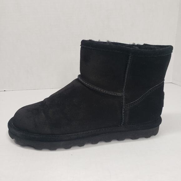 BearPaw Alyssa Boots Womens 9 Black 5" Suede Bohemian Ankle Casual Sheepskin - Picture 2 of 14